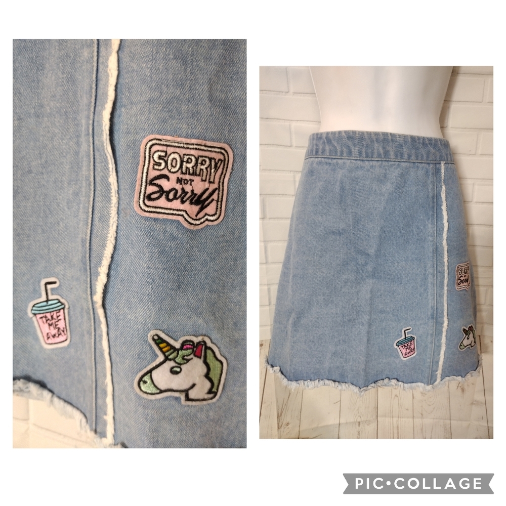 Forever 21 Jeans Patchwork Skirt - image 1